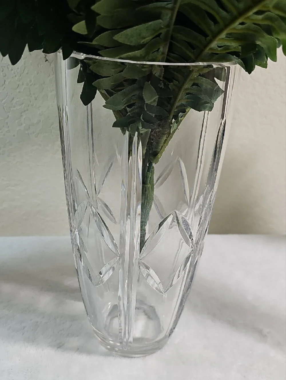 Vintage Crystal Cut Glass Vase Geometric Cuts Over 5 Pounds 11
